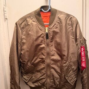 Alpha Industries Bomber Jacket in Tan and Orange